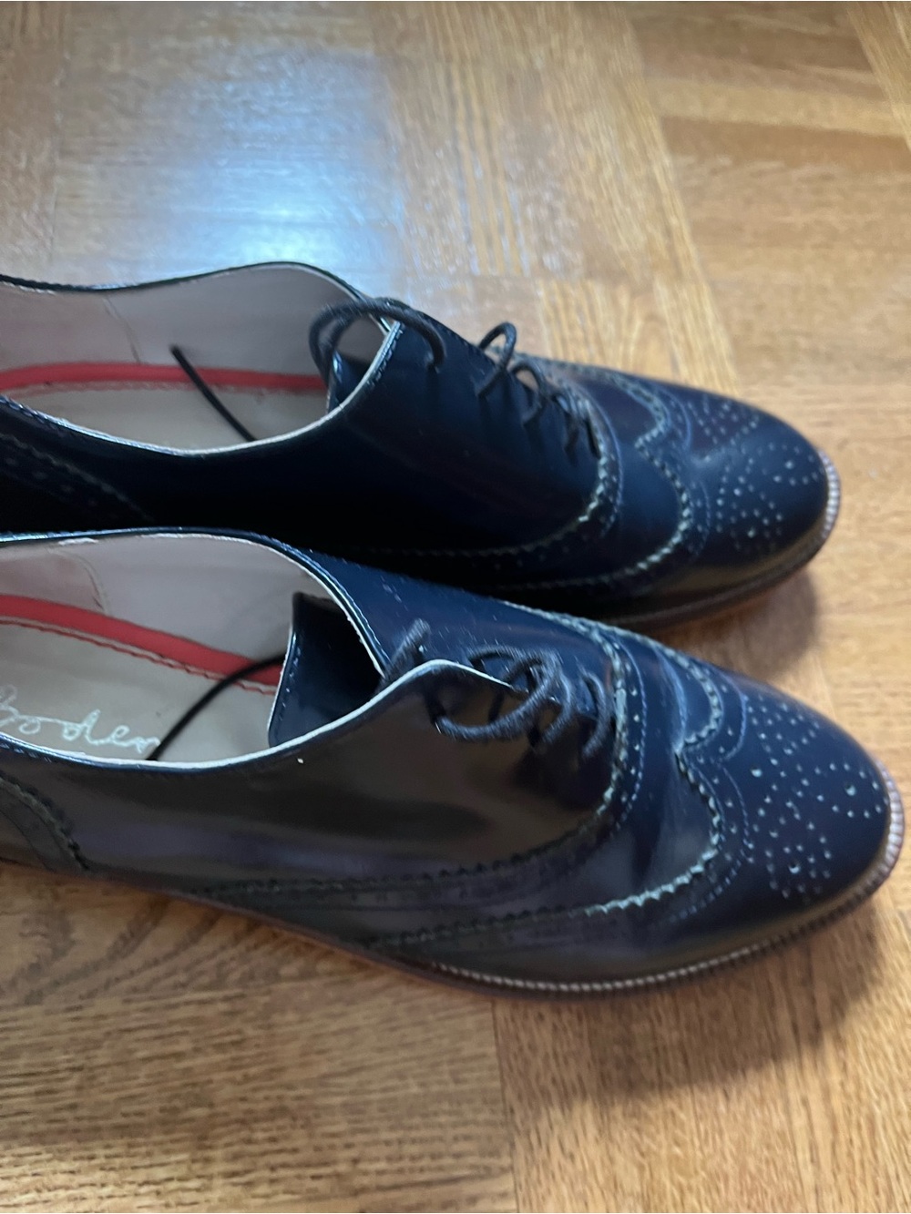 Boden Navy Patent Leather Wingtip Loafers - Picture 3 of 9